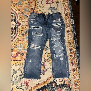 Distressed Blue Jeans